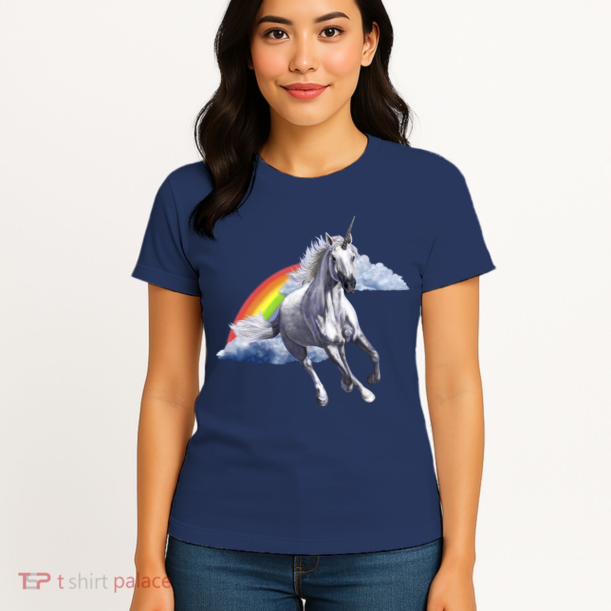Magical Unicorn Horse Over Rainbow Women's T-Shirt