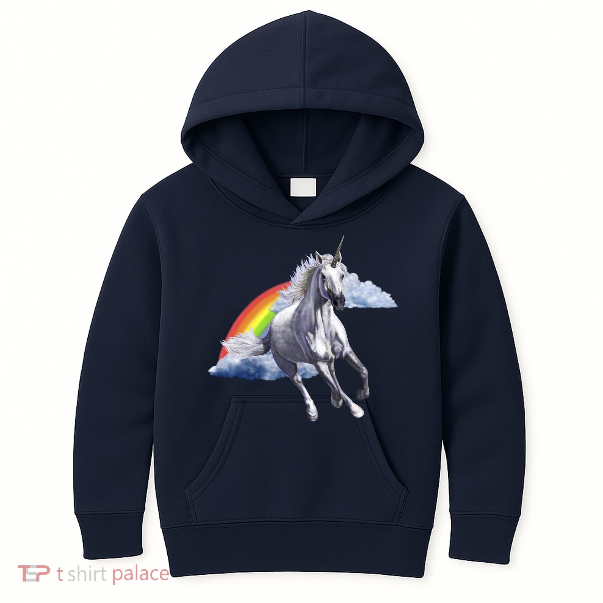 Magical Unicorn Horse Over Rainbow Kids Hoodie