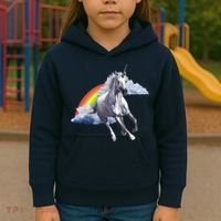 Magical Unicorn Horse Over Rainbow Kids Hoodie thumb 3