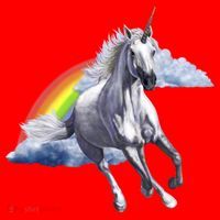 Magical Unicorn Horse Over Rainbow Santa Hat thumb 1