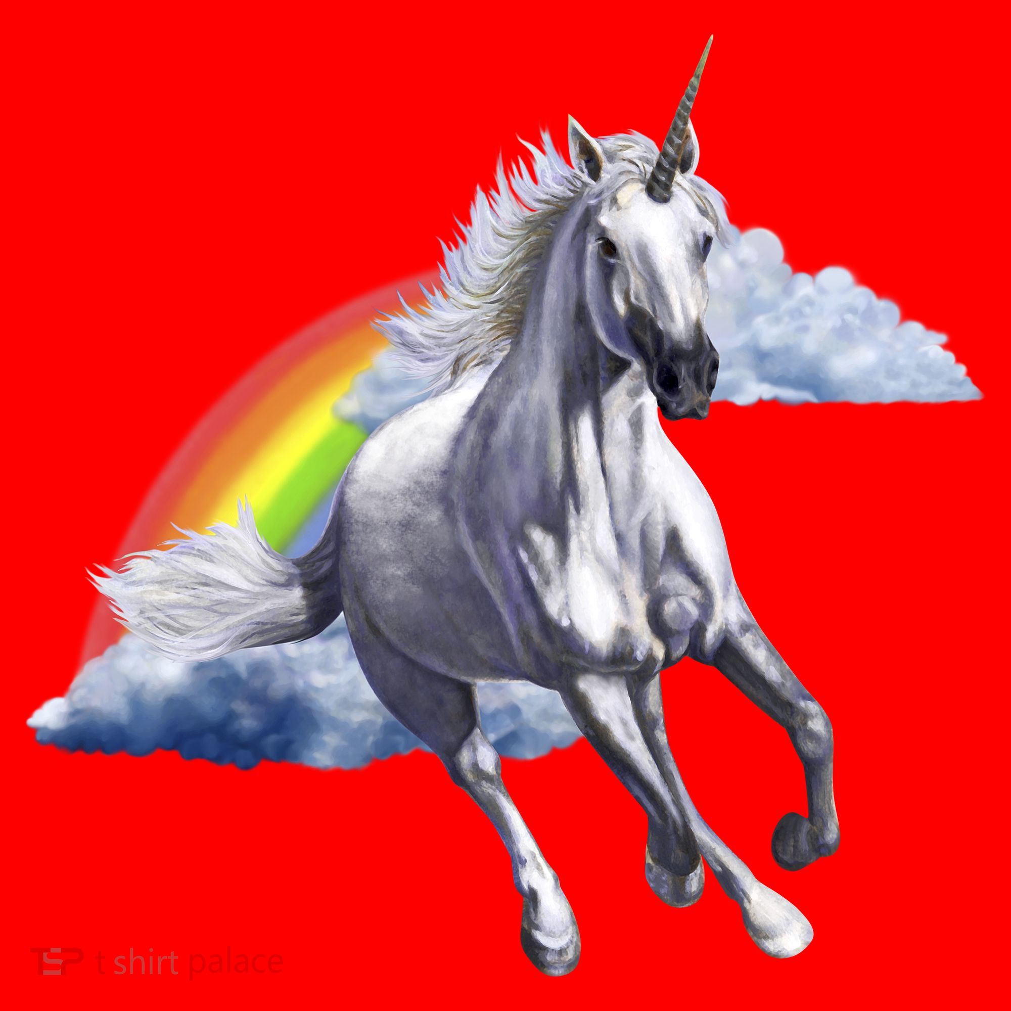 Magical Unicorn Horse Over Rainbow Santa Hat
