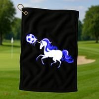 Magical Unicorn Playing Soccer Golf Towel thumb 1