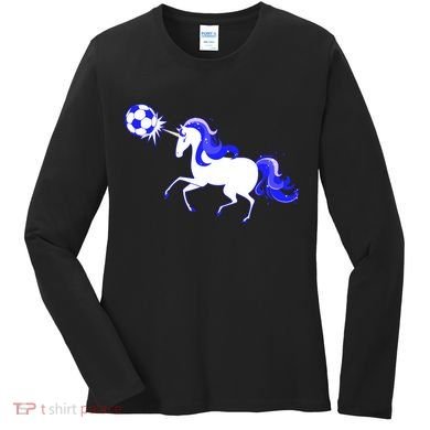 Magical Unicorn Playing Soccer Women's Long Sleeve Shirt