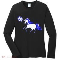 Magical Unicorn Playing Soccer Women's Long Sleeve Shirt thumb 0