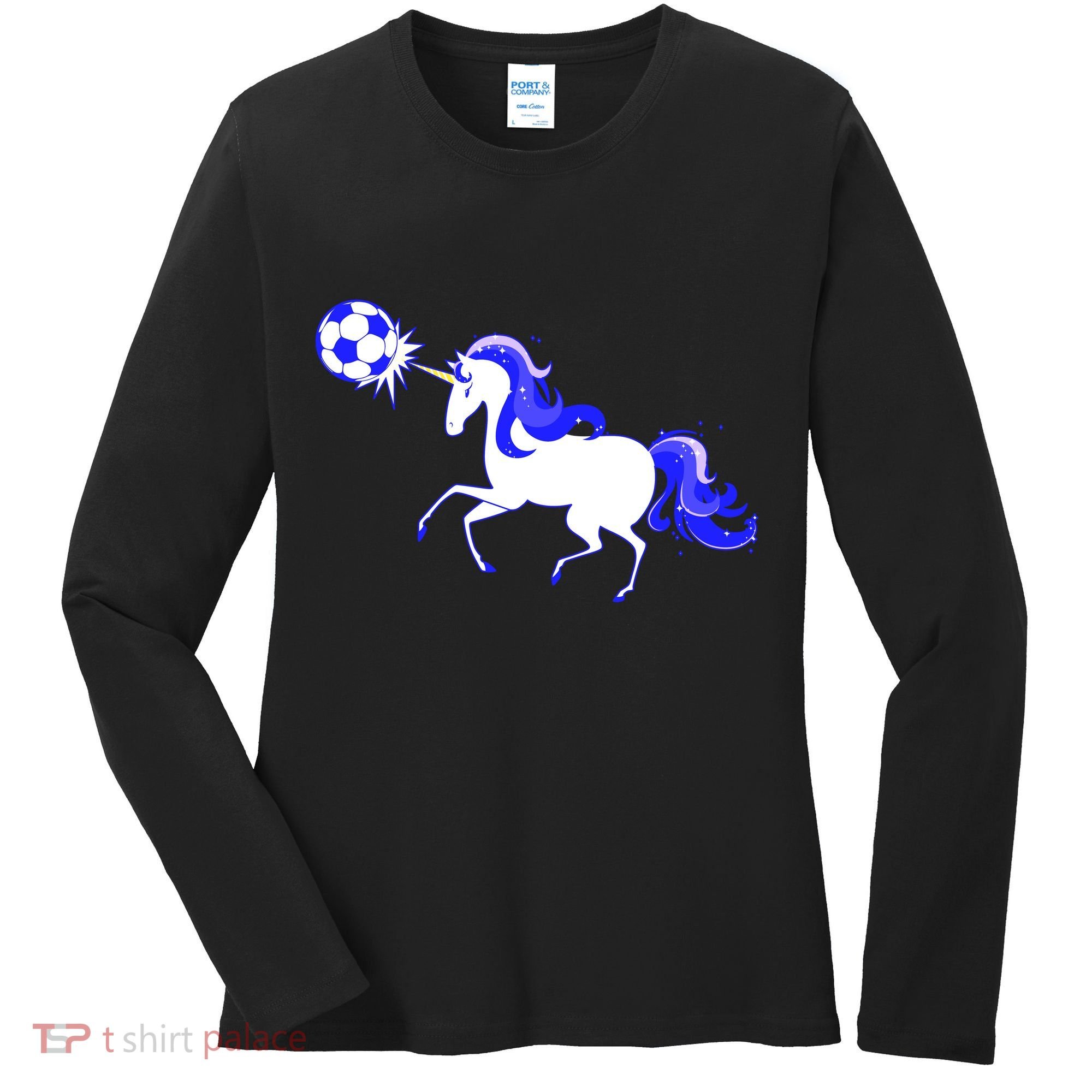 Magical Unicorn Playing Soccer Women's Long Sleeve Shirt