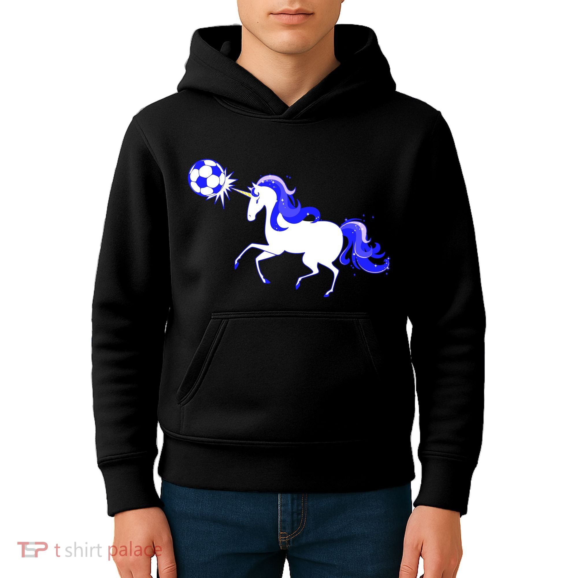 Magical Unicorn Playing Soccer Kids Hoodie