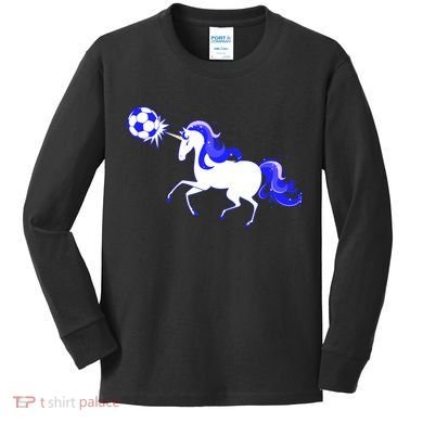 Magical Unicorn Playing Soccer Kids Long Sleeve Shirt