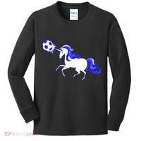 Magical Unicorn Playing Soccer Kids Long Sleeve Shirt thumb 0