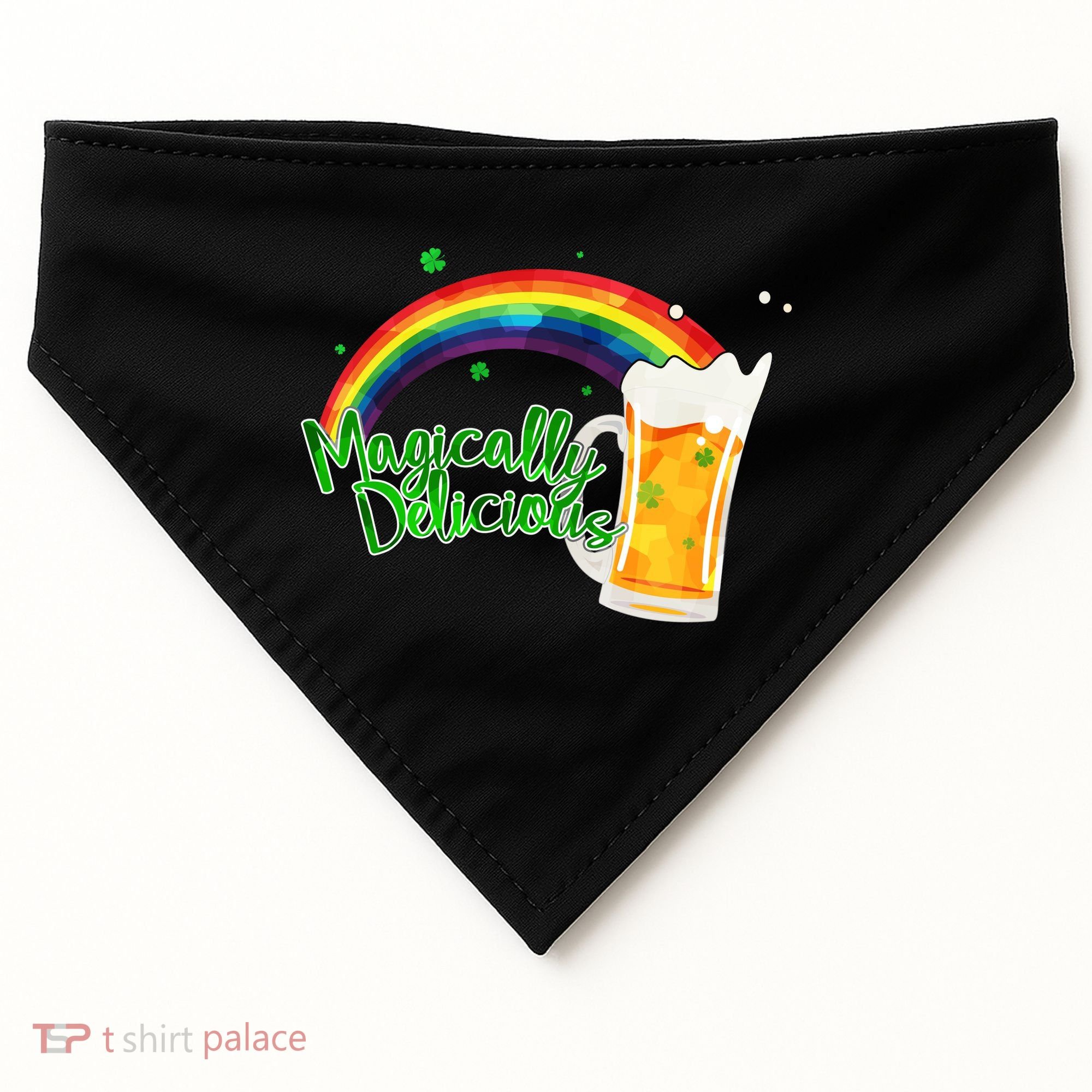 Magically Delicious Rainbow Beer St. Patrick's Day USA-Made Doggie Bandana