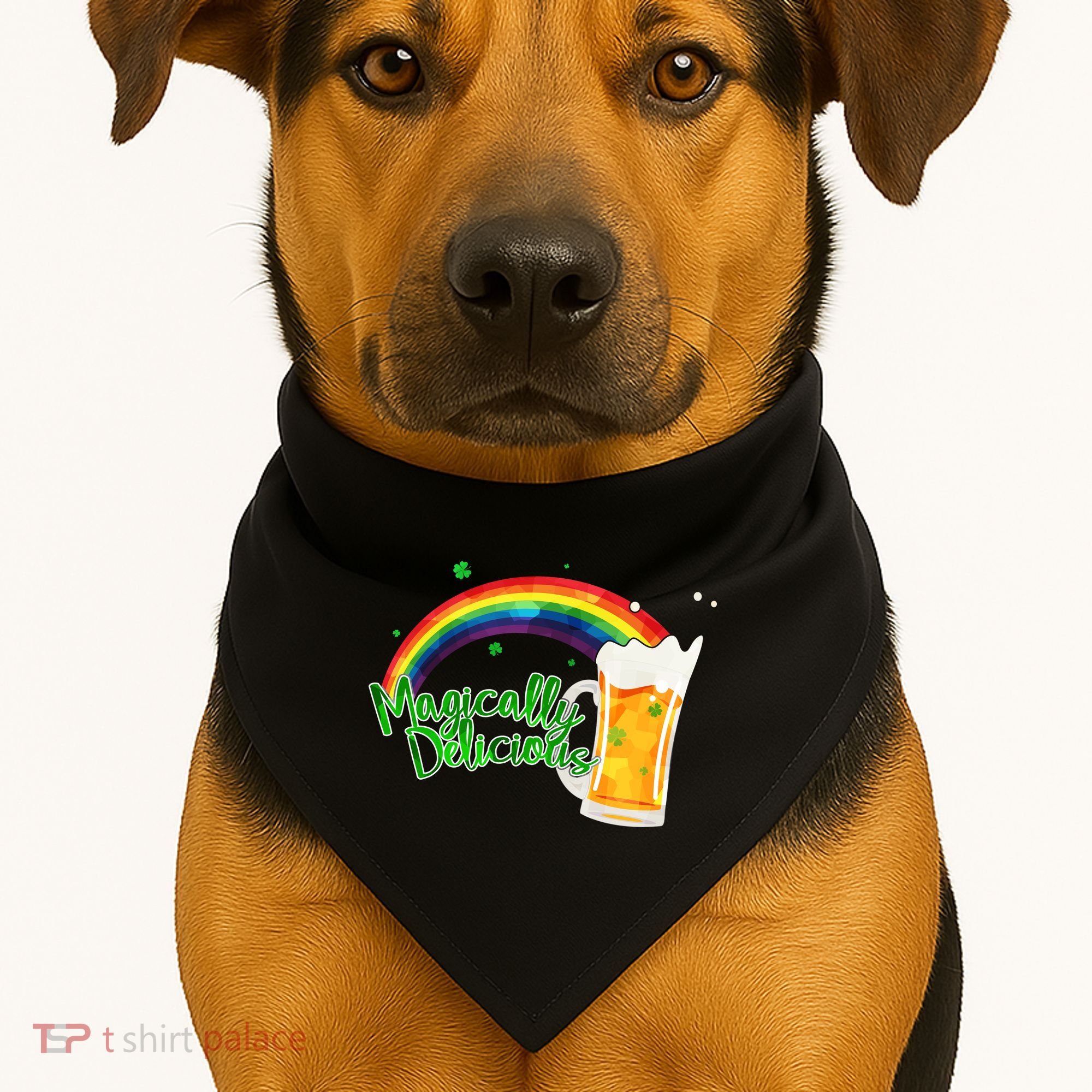 Magically Delicious Rainbow Beer St. Patrick's Day USA-Made Doggie Bandana