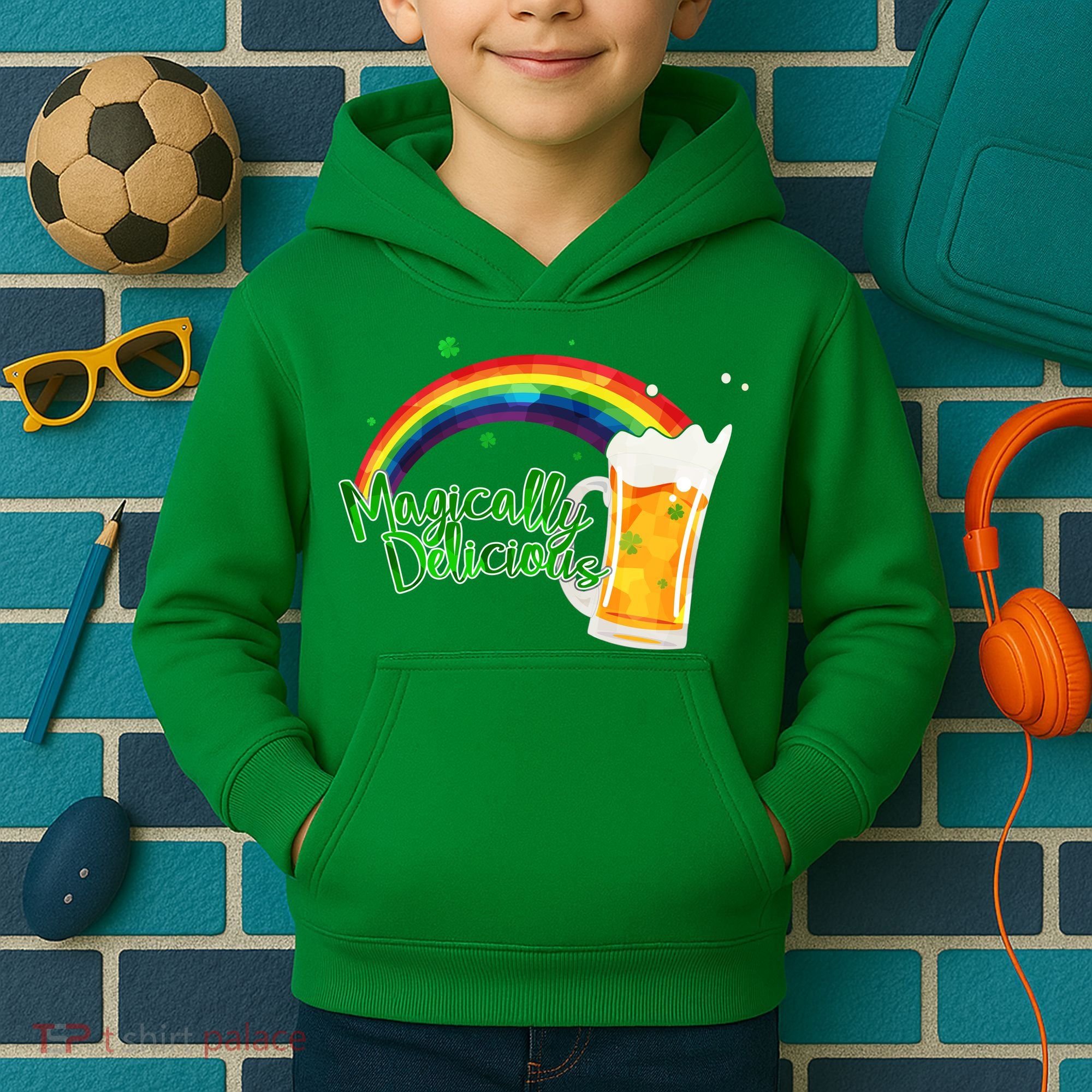 Magically Delicious Rainbow Beer St. Patrick's Day Kids Hoodie