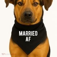Married Af Husband Wife Newlywed Silver Golden Anniversary Gift USA-Made Doggie Bandana thumb 1