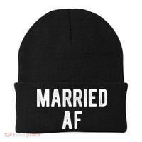 Married Af Husband Wife Newlywed Silver Golden Anniversary Gift Beanie thumb 0