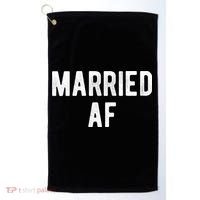 Married Af Husband Wife Newlywed Silver Golden Anniversary Gift Golf Towel thumb 0