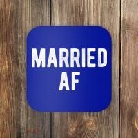 Married Af Husband Wife Newlywed Silver Golden Anniversary Gift Coaster thumb 0