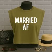 Married Af Husband Wife Newlywed Silver Golden Anniversary Gift Garment-Dyed Women's Muscle Tee thumb 3