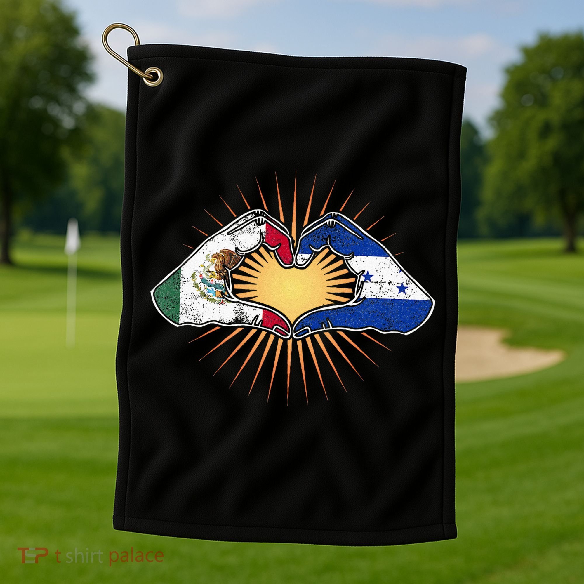 Mexico And Honduras. Heart Hands Golf Towel