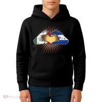 Mexico And Honduras. Heart Hands Kids Hoodie thumb 4