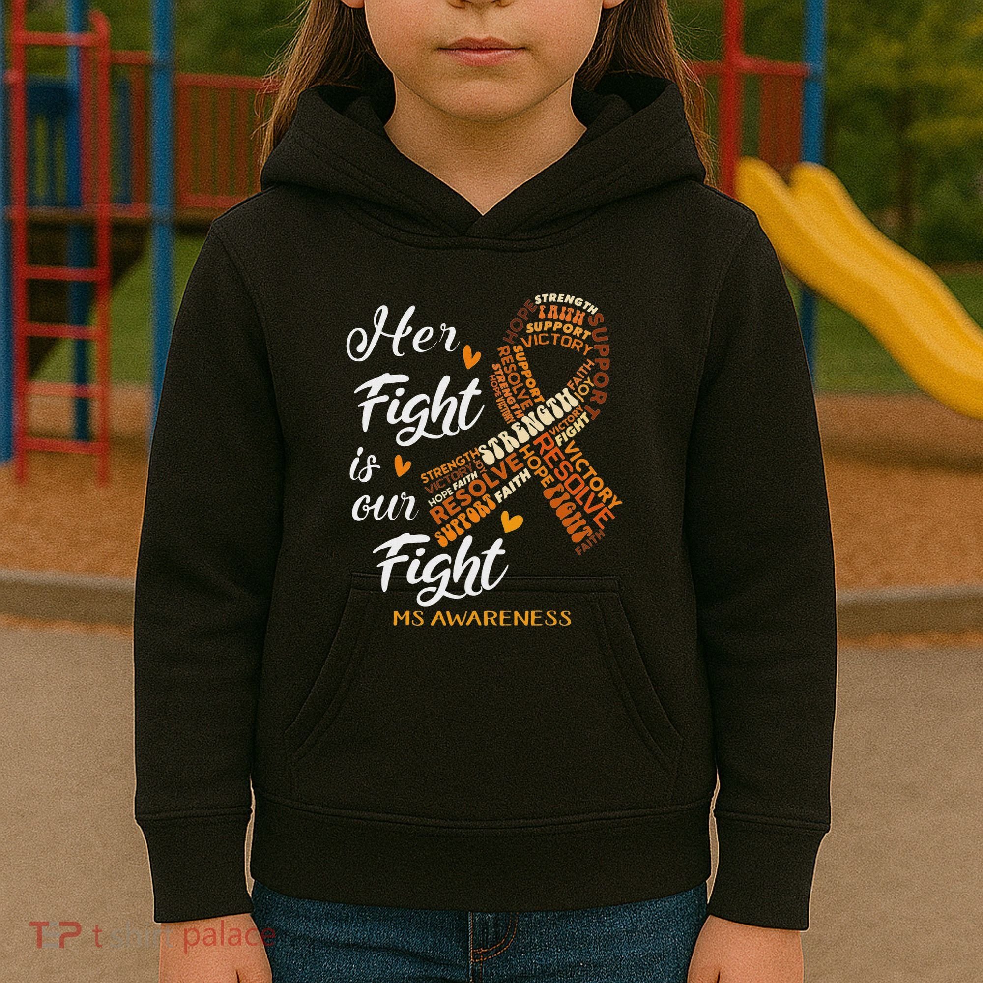 Ms Awareness Her Fight Is Our Fight Kids Hoodie