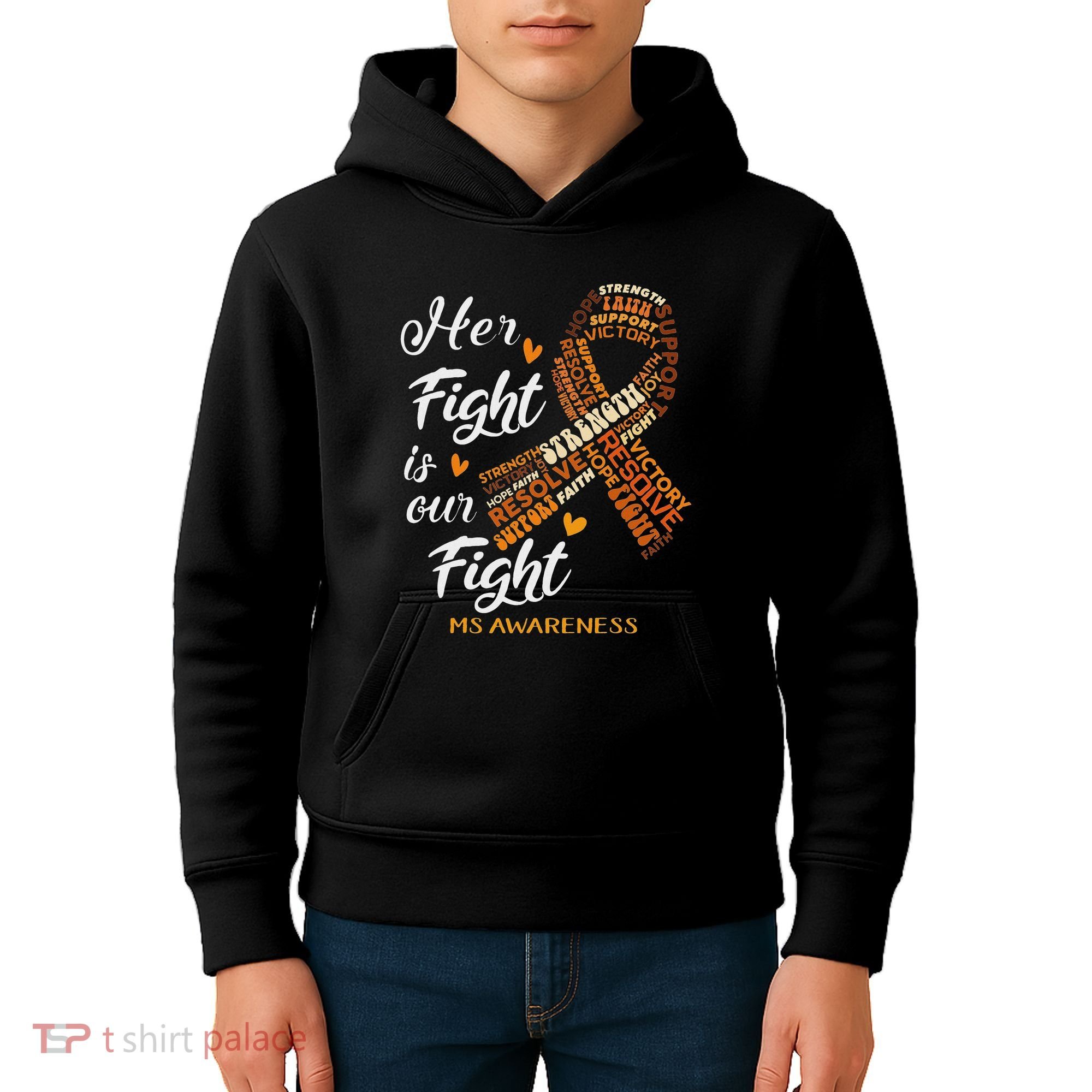 Ms Awareness Her Fight Is Our Fight Kids Hoodie