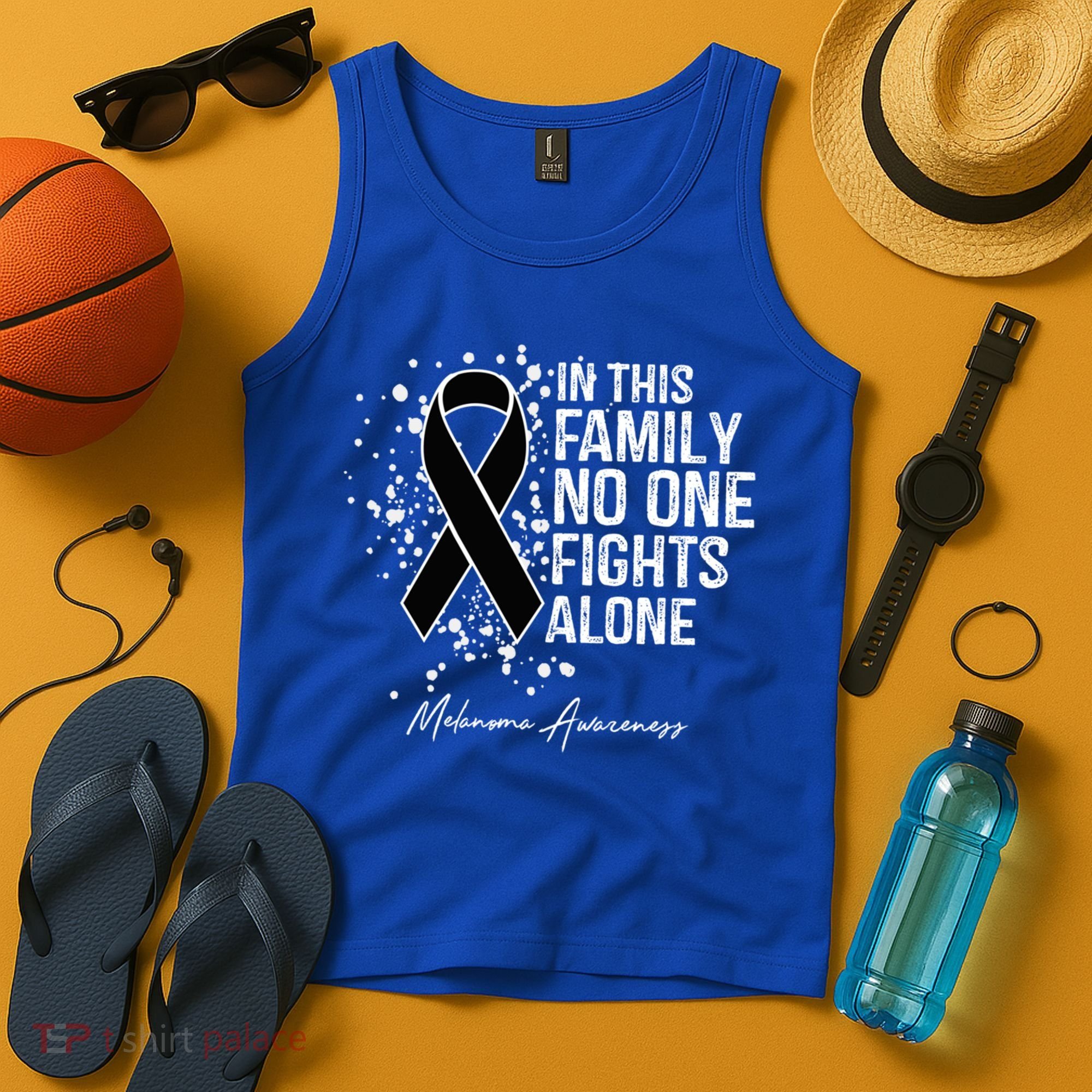 Melanoma Awareness In This Family No One Fights Alone Cute Gift Tank Top
