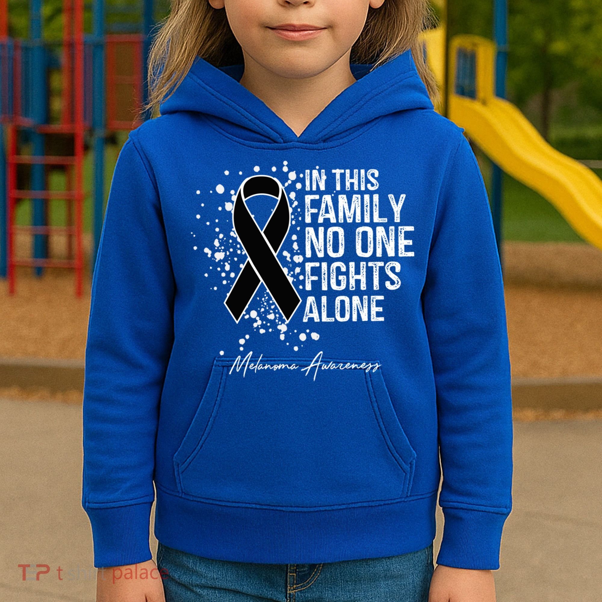 Melanoma Awareness In This Family No One Fights Alone Cute Gift Kids Hoodie