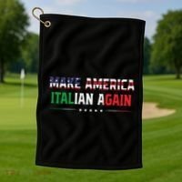 Make America Italian Again Funny Usa Patriotic Party Golf Towel thumb 1