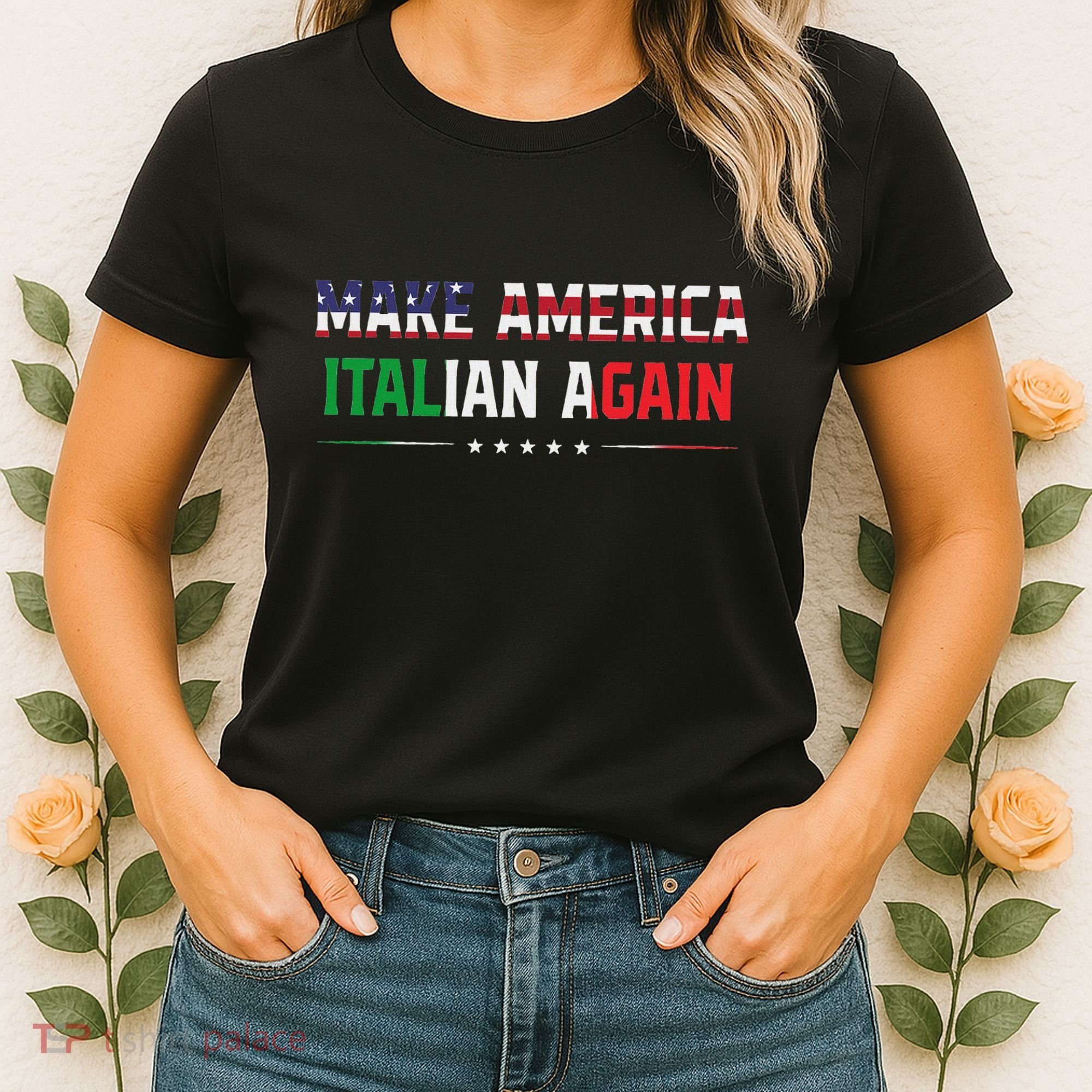 Make America Italian Again Funny Usa Patriotic Party Women's T-Shirt
