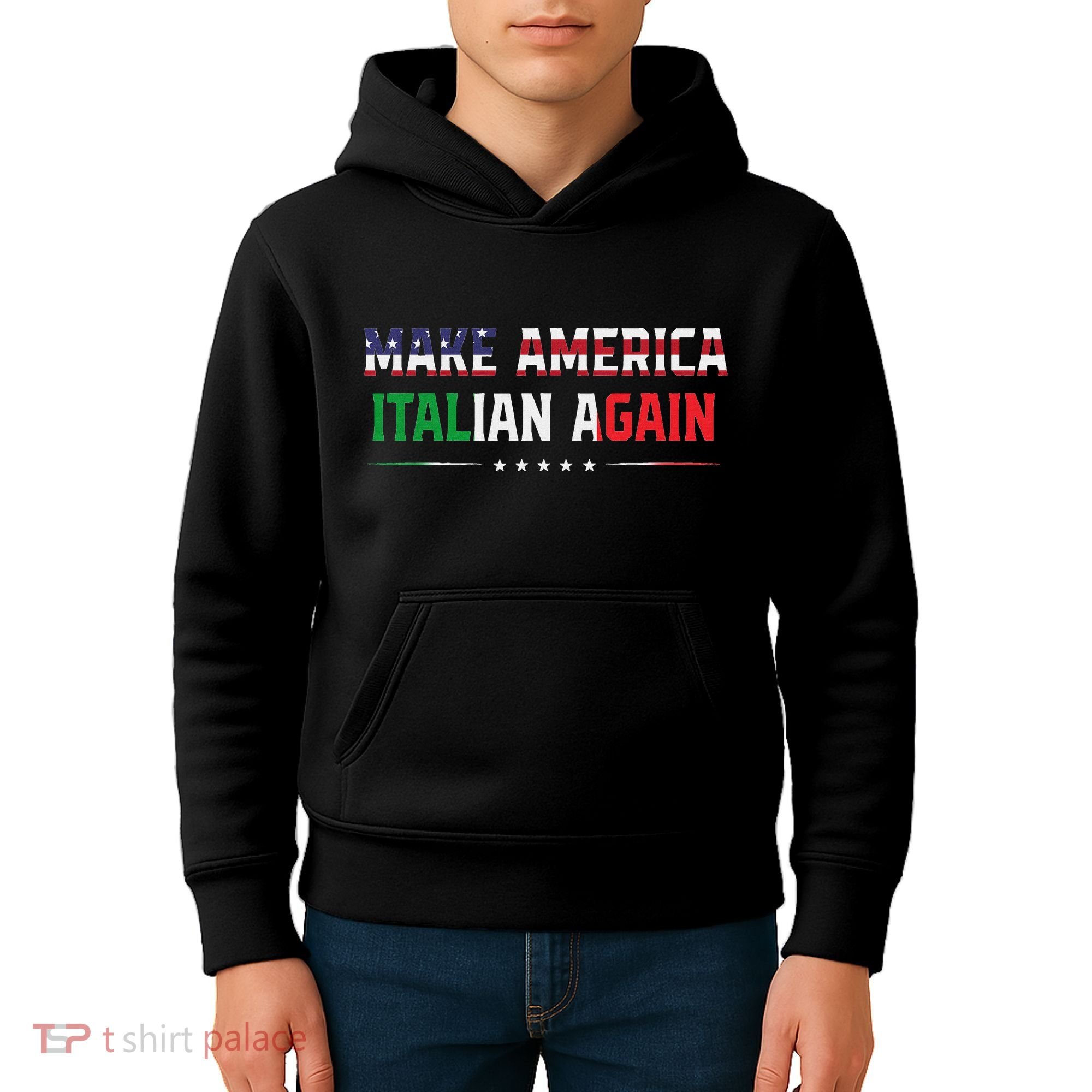 Make America Italian Again Funny Usa Patriotic Party Kids Hoodie