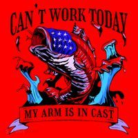 My Arm Is In A Cast Fishing USA Santa Hat thumb 1