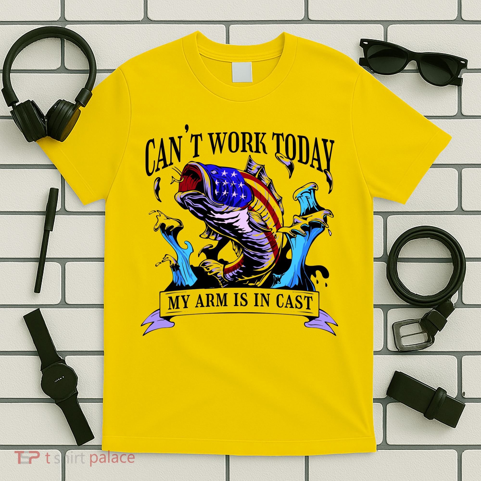 My Arm Is In A Cast Fishing USA T-Shirt