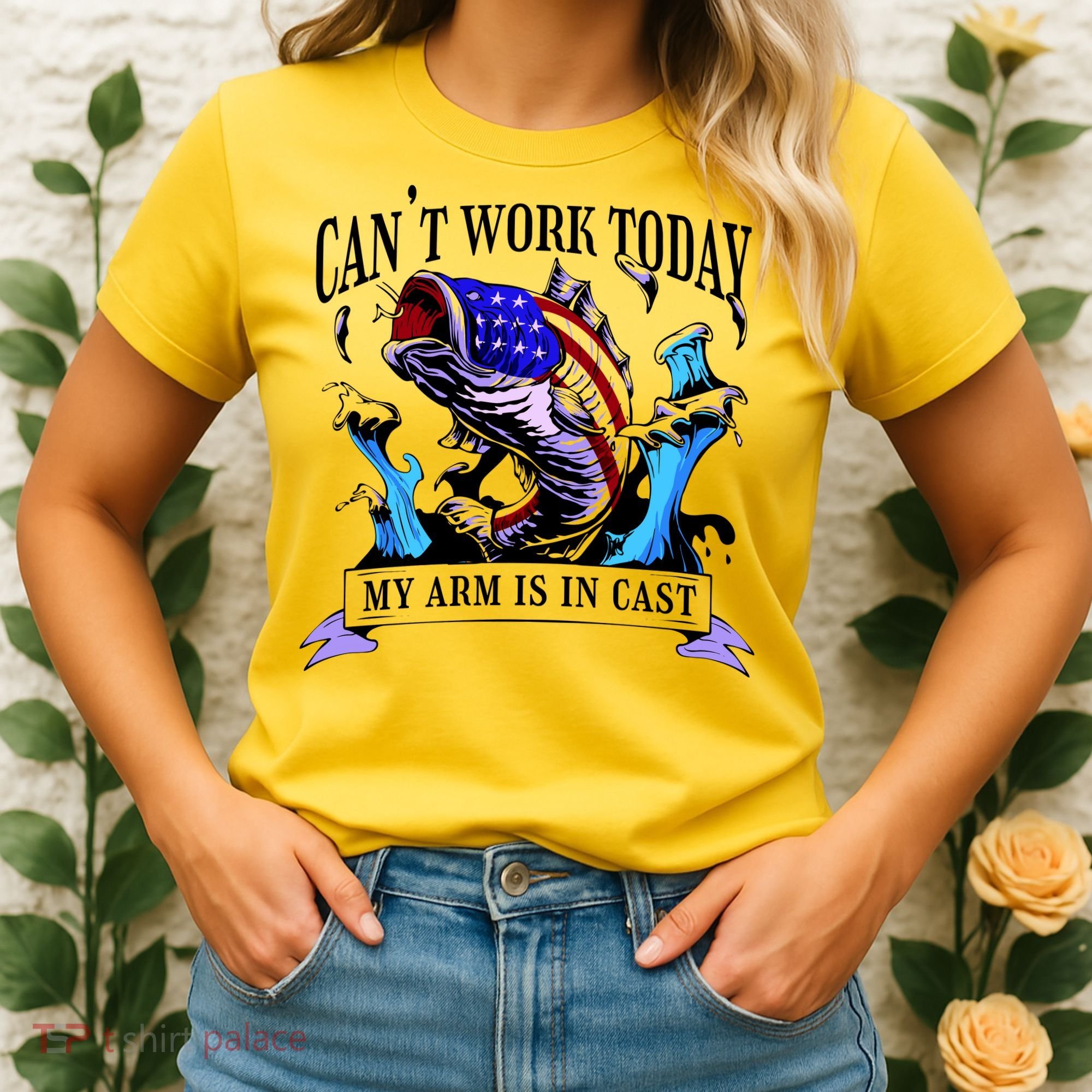 My Arm Is In A Cast Fishing USA Women's T-Shirt