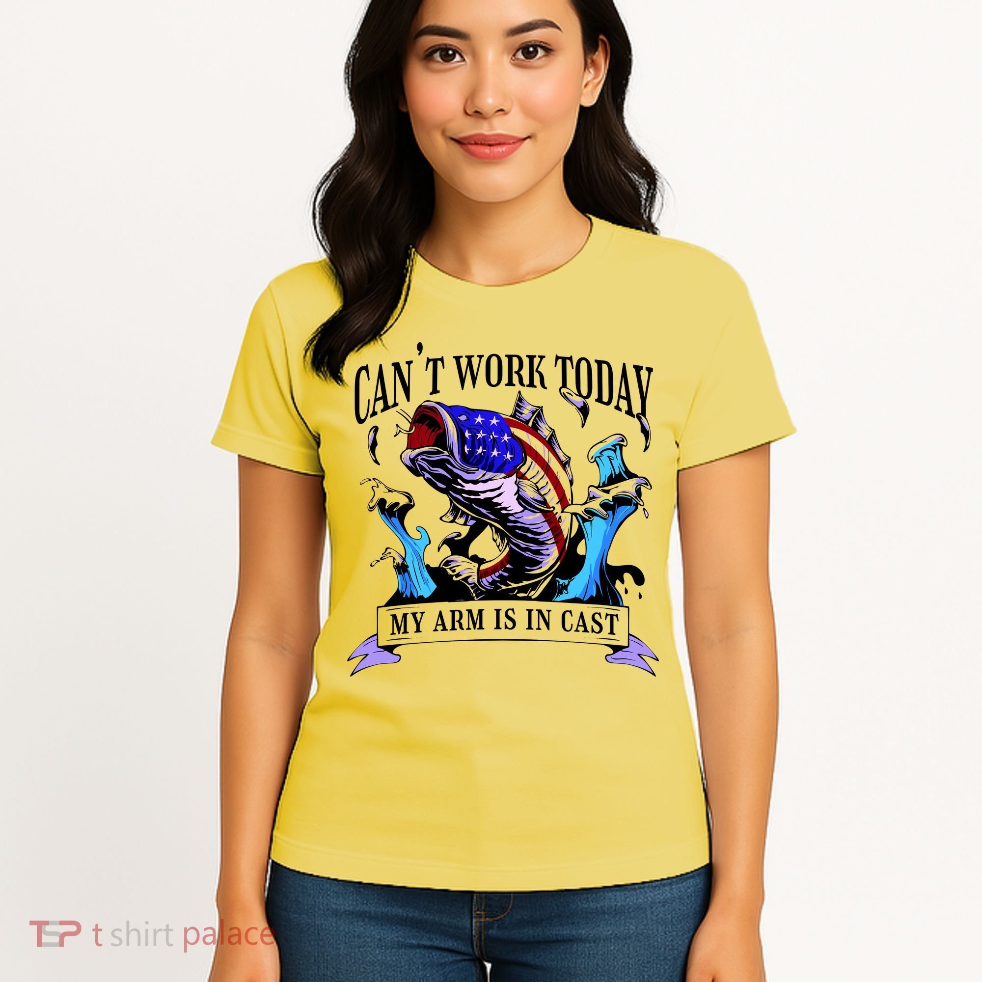 My Arm Is In A Cast Fishing USA Women's T-Shirt