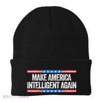 Make America Intelligent Again Funny Us Patriotic July 4th Gift Beanie thumb 0