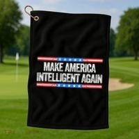 Make America Intelligent Again Funny Us Patriotic July 4th Gift Golf Towel thumb 1