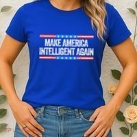 Make America Intelligent Again Funny Us Patriotic July 4th Gift Women's T-Shirt thumb 2