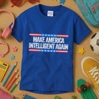 Make America Intelligent Again Funny Us Patriotic July 4th Gift Kids T-Shirt thumb 3