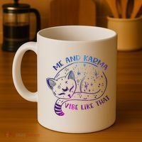 Me And Karma Vibe Like That Karma Is A Cat Purring In My Lap  Coffee Mug thumb 4