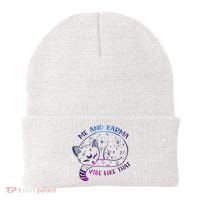 Me And Karma Vibe Like That Karma Is A Cat Purring In My Lap  Beanie thumb 0