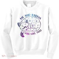 Me And Karma Vibe Like That Karma Is A Cat Purring In My Lap  Kids Sweatshirt thumb 0