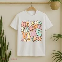 Me And Karma Vibe Like That Funny Groovy Hippie Flower T-Shirt thumb 2