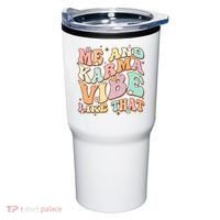 Me And Karma Vibe Like That Funny Groovy Hippie Flower Tumbler thumb 0