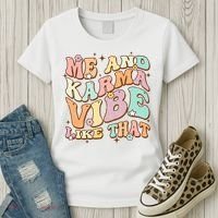 Me And Karma Vibe Like That Funny Groovy Hippie Flower Women's T-Shirt thumb 3