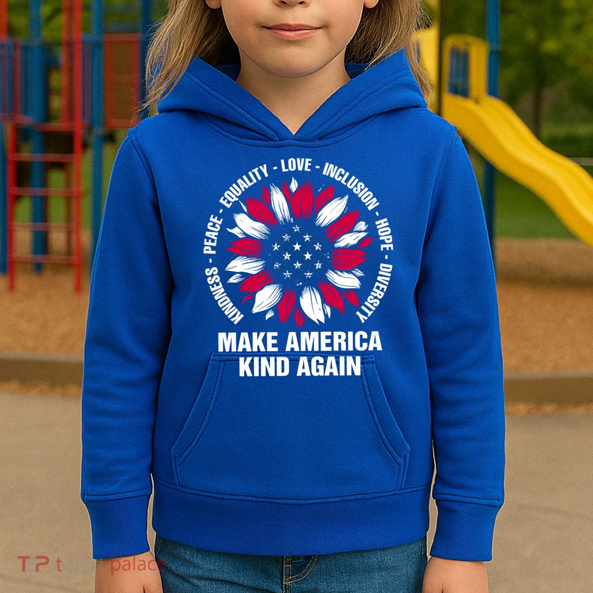 Make America Kind Again Sunflower Gift Kids Hoodie