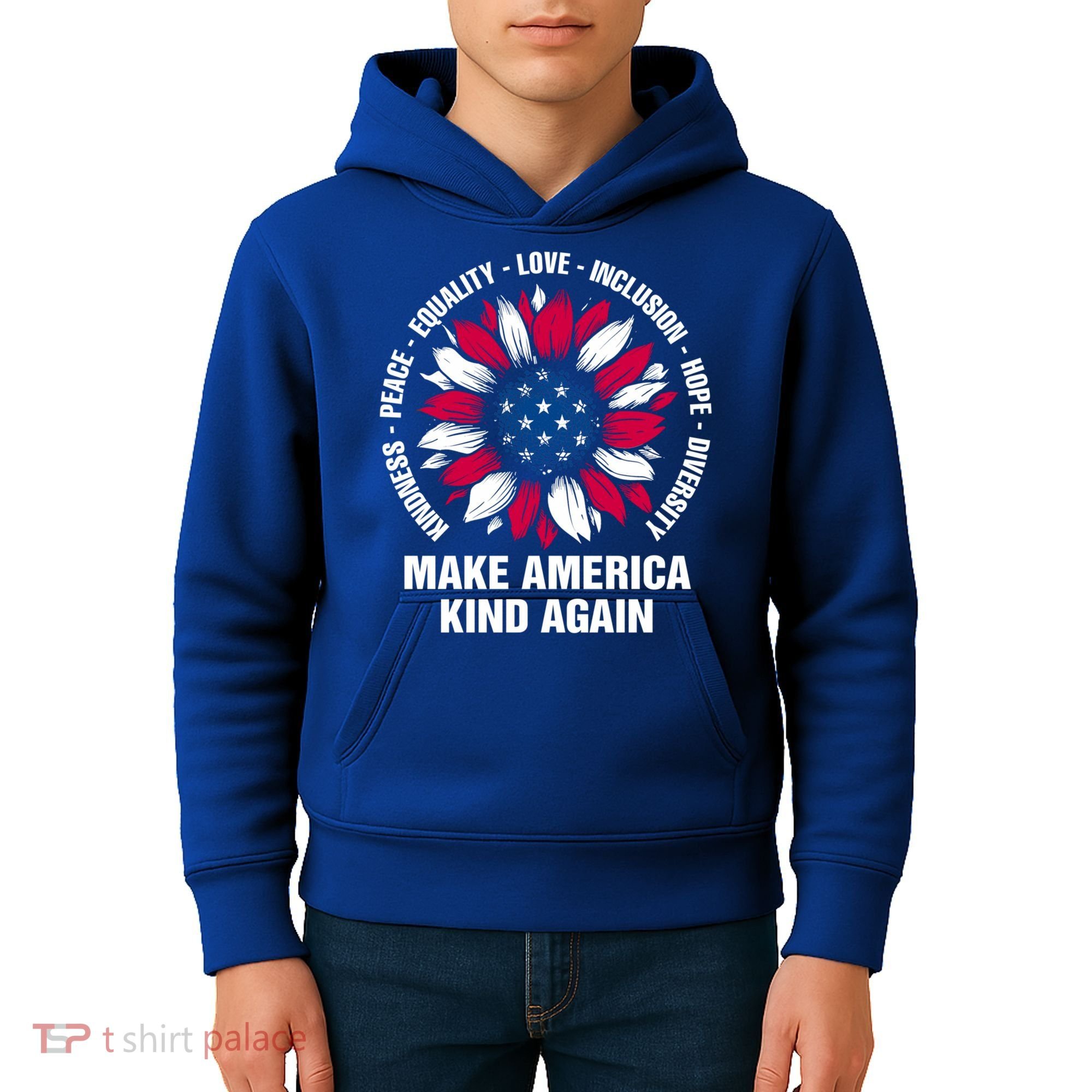 Make America Kind Again Sunflower Gift Kids Hoodie