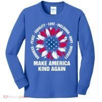 Make America Kind Again Sunflower Gift Kids Long Sleeve Shirt thumb 0