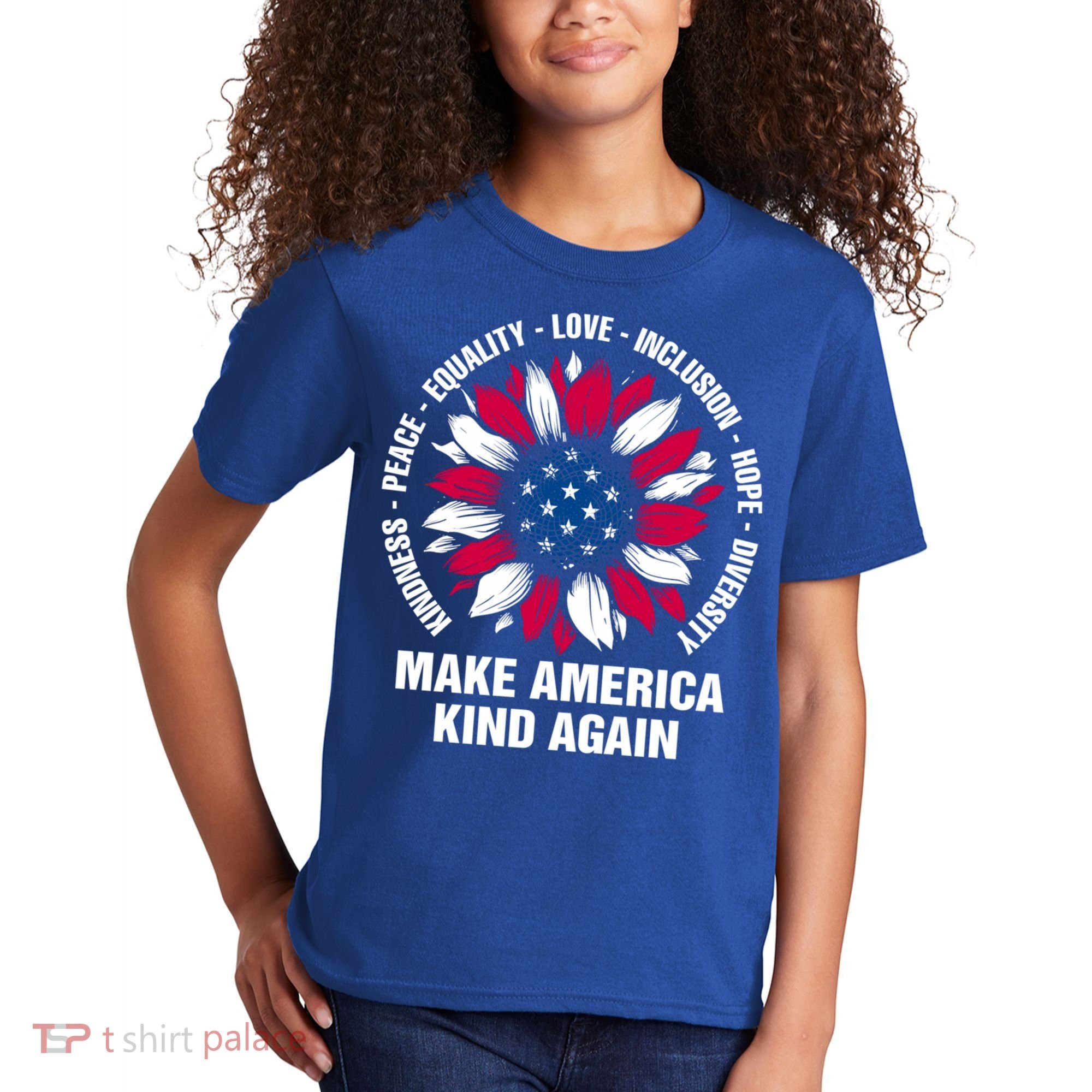 Make America Kind Again Sunflower Gift Kids T-Shirt