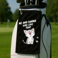 Me And Karma Vibe Like That Funny Groovy Hippie Flower Retro Golf Towel thumb 2