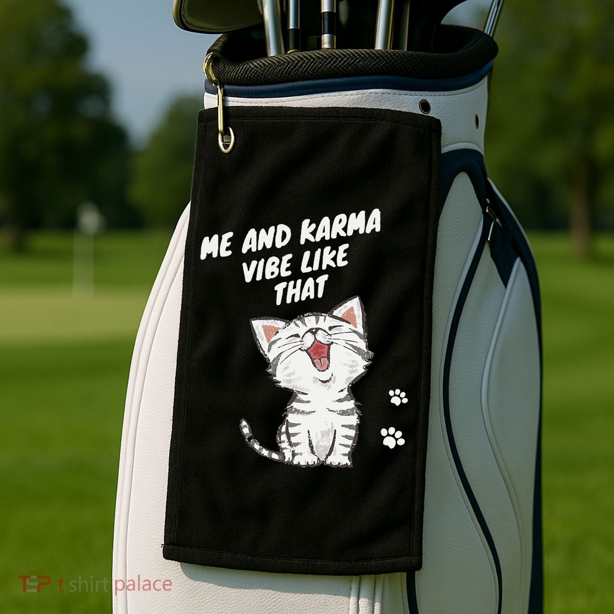 Me And Karma Vibe Like That Funny Groovy Hippie Flower Retro Golf Towel