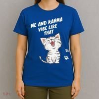 Me And Karma Vibe Like That Funny Groovy Hippie Flower Retro T-Shirt thumb 4